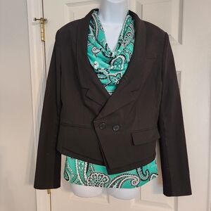 Black tuxedo cut blazer, edgy